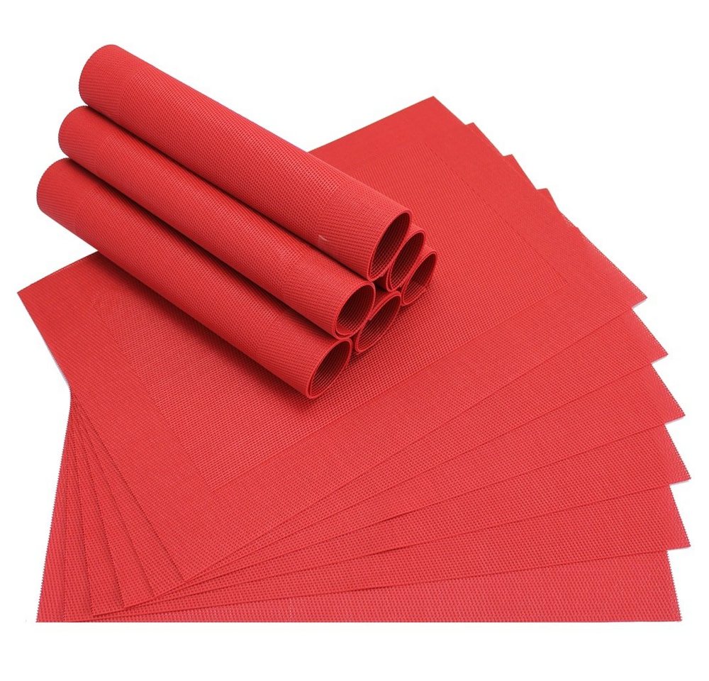 Platzset, Tischset BORDA rot Tischunterlage als Tischdeko, matches21 HOME & HOBBY, (12-St), modernes Esstisch Platzdeckchen als abwaschbarer Tischuntersetzer von matches21 HOME & HOBBY