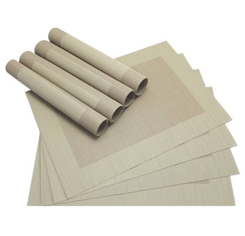 Platzset, Tischset BORDA 8er Beige Tischunterlage als Tischdeko, matches21 HOME & HOBBY, (8-St), modernes Esstisch Platzdeckchen als abwaschbarer Tischuntersetzer von matches21 HOME & HOBBY