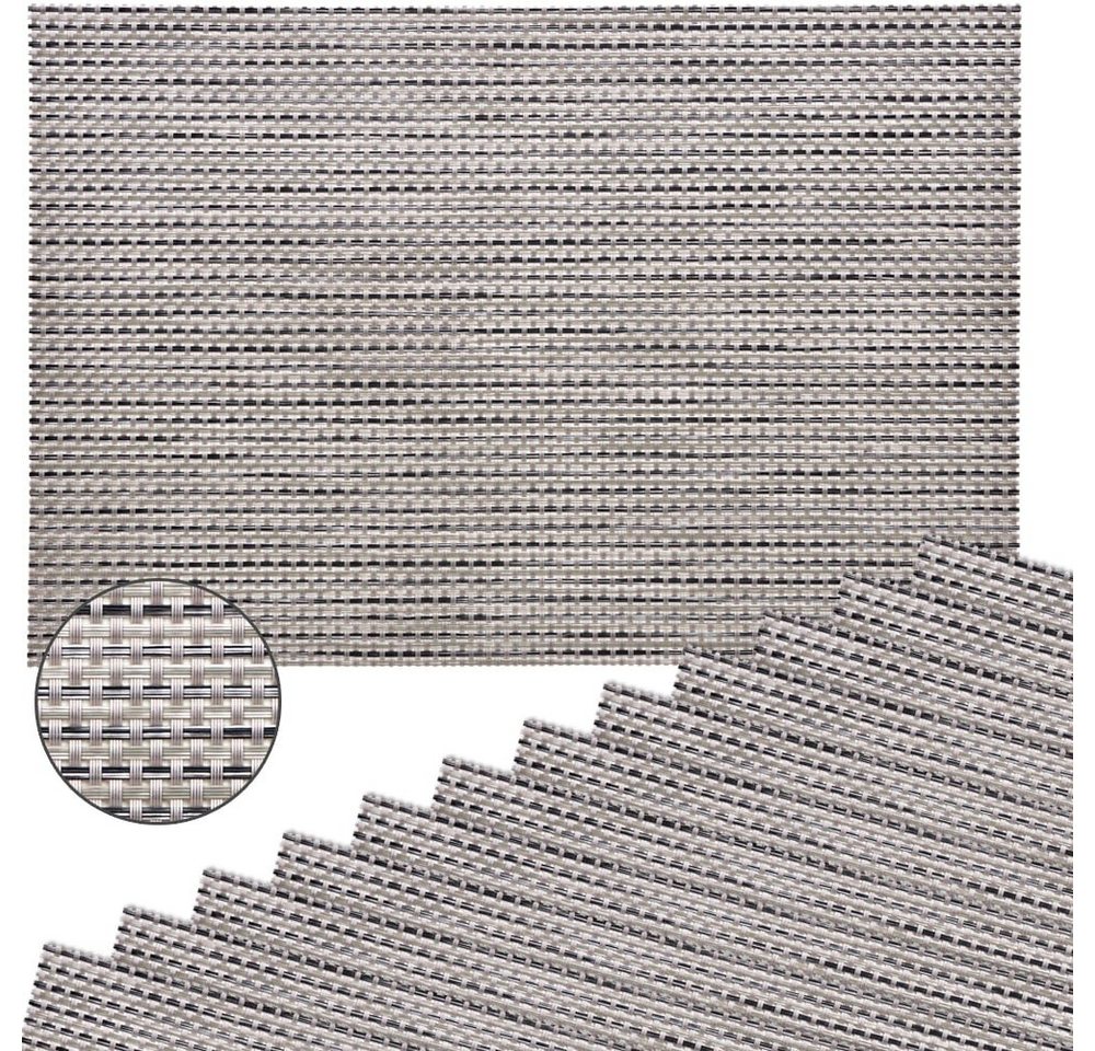 Platzset, Tischset ELEGANCE silber grau Tischunterlage als Tischdeko, matches21 HOME & HOBBY, (12-St), modernes Esstisch Platzdeckchen als abwaschbarer Tischuntersetzer von matches21 HOME & HOBBY