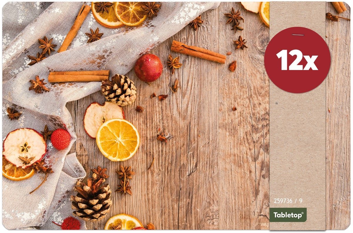 Platzset, Tischsets Weihnachten Holzoptik Tischunterlage Tischdeko, matches21 HOME & HOBBY, (12-St), modernes Esstisch Platzdeckchen als abwaschbarer Tischuntersetzer von matches21 HOME & HOBBY