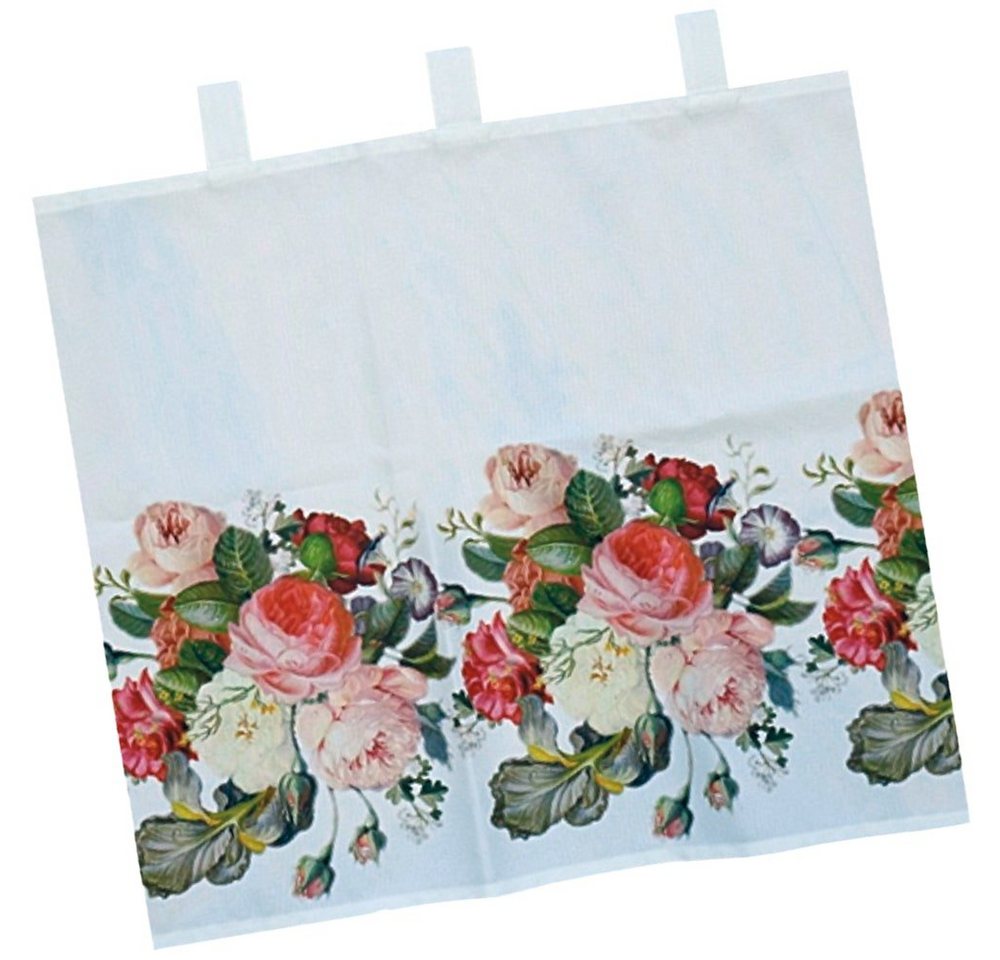 matches21 HOME & HOBBY Scheibengardine Scheiben-Gardine Blickdicht bunte Rosen 120 x 30 cm, Schlaufen (1 St), Kurz-Gardinen als blickdichter Wohnzimmer Vorhang Küchen-Gardine von matches21 HOME & HOBBY