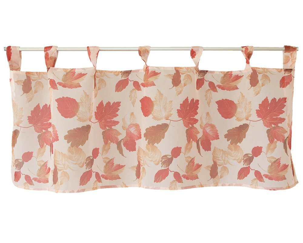 matches21 HOME & HOBBY Scheibengardine Scheiben-Gardine Organza Schlaufen Blätter Herbst 120 x 45 cm, Schlaufen (1 St), Kurz-Gardinen als blickdichter Wohnzimmer Vorhang Küchen-Gardine von matches21 HOME & HOBBY
