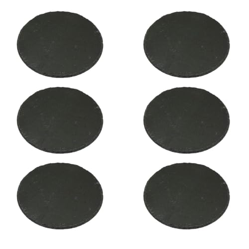 Schieferplatten 6er Set rund 20cm schwarz - Schiefer Untersetzer als Servierplatte, Dekotablett, Servierteller, Sushi Platte und Käseplatte - Deko Steinplatte zum Beschriften als Esstisch Tischdeko von matches21 HOME & HOBBY