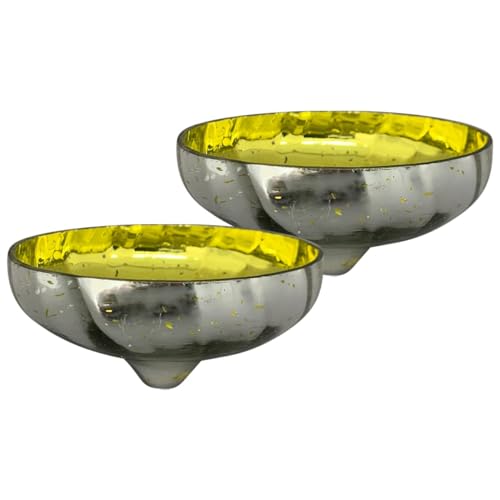 Schwimmwindlicht Set Teelichthalter für Miniteich Kerzengläser - Zwei Teelichtgläser Schwimmkerzen gelb Garten Balkon Deko - Schwimmschalen für Kerzen 10 cm schwimmende Teichdeko Hochzeitsdeko von matches21 HOME & HOBBY