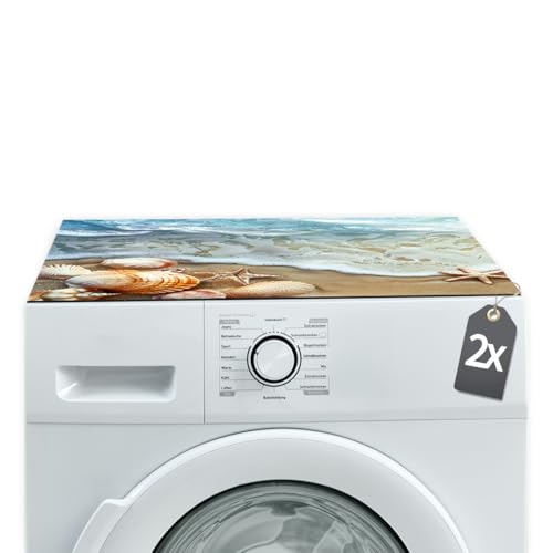 Tabletop rutschfeste Waschmaschinenauflagen 2er Set Maritim in 60 cm - zuschneidbare Textil Finish Gummi-Matte als Waschmaschinen-Abdeckung - Waschmaschine Trockner Auflage als Zubehör Unterlage von matches21 HOME & HOBBY