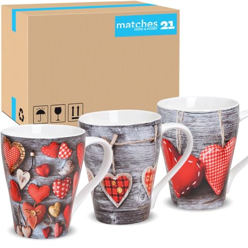 Tassen 36er Set mit Herzen in grau rot im Landhausstil - Porzellan Kaffeebecher in 300ml für Cappuccino Kaffee Tee - Schöne Kaffeetassen spülmaschinenfest und mikrowellengeeignet als Geschenk Tassen 36er Set mit Herzen in grau rot im Landhausstil - Porzellan Kaffeebecher in 300ml für Cappuccino Kaffee Tee - Schöne Kaffeetassen spülmaschinenfest und mikrowellengeeignet als Geschenk von matches21 HOME & HOBBY