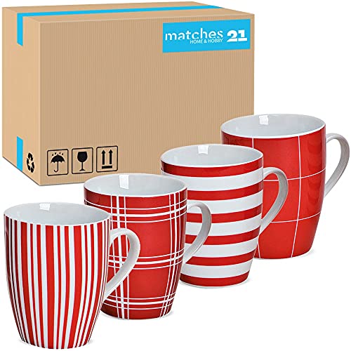 Tassen 36er Set mit rot weiß Muster - Schöne Porzellan Kaffeetassen in 250ml für Cappuccino Kaffee Tee - Außergewöhnliche Kaffeebecher spülmaschinenfest und mikrowellengeeignet als Geschenk von matches21 HOME & HOBBY