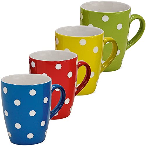 Tassen 4er Set in blau rot gelb und grün - Schöne Keramik Kaffeetassen in 250ml für Cappuccino Kaffee Tee - Außergewöhnliche Kaffeebecher spülmaschinenfest und mikrowellengeeignet als Geschenk von matches21 HOME & HOBBY