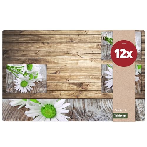 Tischsets 12er als abwaschbare Frühling und Sommer Tischdeko - Platzsets weiße Margeriten Blumen als Tischuntersetzer in 43 cm - Platzdeckchen als Tischunterlage für Esstisch Wohnzimmer Tisch Tischsets 12er als abwaschbare Frühling und Sommer Tischdeko - Platzsets weiße Margeriten Blumen als Tischuntersetzer in 43 cm - Platzdeckchen als Tischunterlage für Esstisch Wohnzimmer Tisch von matches21 HOME & HOBBY