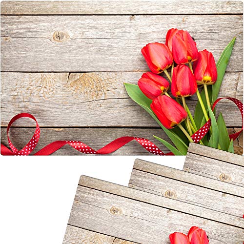 Tischsets 4er als abwaschbare Frühling und Ostern Tischdeko - Platzsets Rote Tulpen Blumen als Tischuntersetzer in 43 cm - Platzdeckchen als Tischunterlage für Esstisch Wohnzimmer Tisch Tischsets 4er als abwaschbare Frühling und Ostern Tischdeko - Platzsets Rote Tulpen Blumen als Tischuntersetzer in 43 cm - Platzdeckchen als Tischunterlage für Esstisch Wohnzimmer Tisch von matches21 HOME & HOBBY