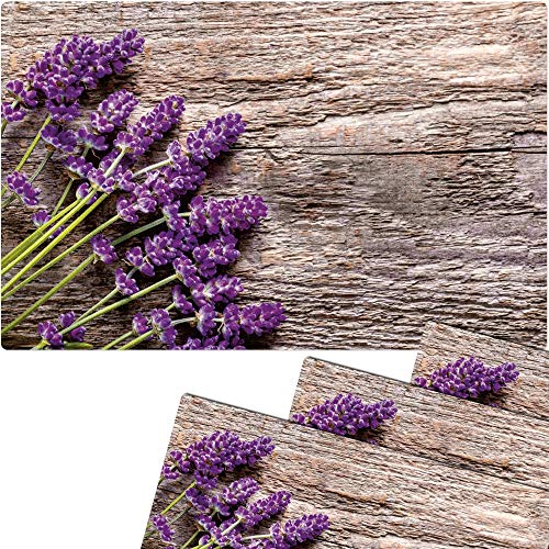 Tischsets 4er als abwaschbare Frühling und Sommer Tischdeko - Platzsets Lavendel Blumen Holzoptik als Tischuntersetzer in 43 cm - Platzdeckchen als Tischunterlage für Esstisch Wohnzimmer Tisch von matches21 HOME & HOBBY