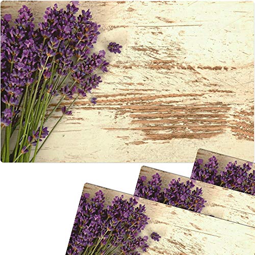 Tischsets 4er als abwaschbare Frühling und Sommer Tischdeko - Platzsets Vintage Lavendel Blumen als Tischuntersetzer in 43 cm - Platzdeckchen als Tischunterlage für Esstisch Wohnzimmer Tisch von matches21 HOME & HOBBY