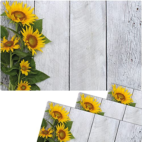 Tischsets 4er als abwaschbare Sommer Tischdeko - Platzsets Landhaus Sonnenblumen Blumen als Tischuntersetzer - Platzdeckchen als Tischunterlage für Esstisch Wohnzimmer Tisch von matches21 HOME & HOBBY