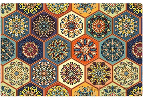 Tischsets 4er als abwaschbare Tischdeko - Platzsets Moderne Mosaik Kacheln bunt als Tischuntersetzer in 43 cm - Platzdeckchen als Tischunterlage für Esstisch Wohnzimmer Tisch von matches21 HOME & HOBBY