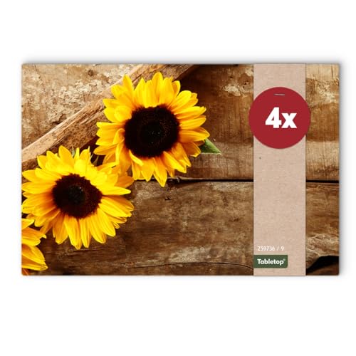 Tischsets 4er als abwaschbare Tischdeko für Sommer und Herbst - Platzsets Sonnenblumen Blumen als Tischuntersetzer in 43 cm - Platzdeckchen als Tischunterlage für Esstisch Wohnzimmer Tisch Tischsets 4er als abwaschbare Tischdeko für Sommer und Herbst - Platzsets Sonnenblumen Blumen als Tischuntersetzer in 43 cm - Platzdeckchen als Tischunterlage für Esstisch Wohnzimmer Tisch von matches21 HOME & HOBBY