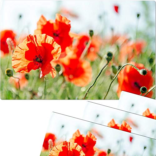 Tischsets 4er als abwaschbare Tischdeko für den Sommer - Platzsets Mohn Blumen Wiese als Tischuntersetzer in 43 cm - Platzdeckchen als Tischunterlage für Esstisch Wohnzimmer Tisch von matches21 HOME & HOBBY