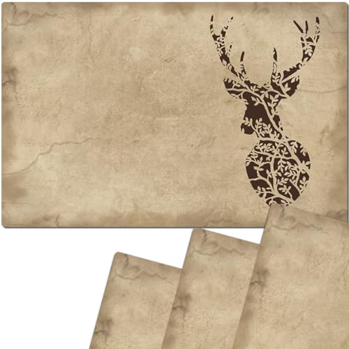 Tischsets 4er als abwaschbare Tischdeko im Landhaus Stil - Platzsets Hirsch Silhouette als Tischuntersetzer in 43 cm - Platzdeckchen als Tischunterlage für Esstisch Wohnzimmer Tisch Tischsets 4er als abwaschbare Tischdeko im Landhaus Stil - Platzsets Hirsch Silhouette als Tischuntersetzer in 43 cm - Platzdeckchen als Tischunterlage für Esstisch Wohnzimmer Tisch von matches21 HOME & HOBBY