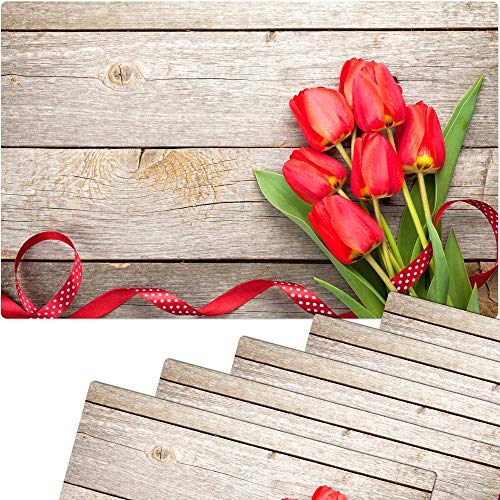 Tischsets 6er als abwaschbare Frühling und Ostern Tischdeko - Platzsets Rote Tulpen Blumen als Tischuntersetzer in 43 cm - Platzdeckchen als Tischunterlage für Esstisch Wohnzimmer Tisch Tischsets 6er als abwaschbare Frühling und Ostern Tischdeko - Platzsets Rote Tulpen Blumen als Tischuntersetzer in 43 cm - Platzdeckchen als Tischunterlage für Esstisch Wohnzimmer Tisch von matches21 HOME & HOBBY