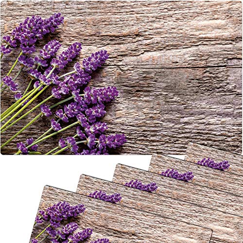 Tischsets 6er als abwaschbare Frühling und Sommer Tischdeko - Platzsets Lavendel Blumen Holzoptik als Tischuntersetzer in 43 cm - Platzdeckchen als Tischunterlage für Esstisch Wohnzimmer Tisch von matches21 HOME & HOBBY