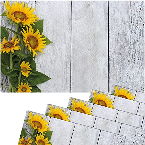 Tischsets 6er als abwaschbare Sommer Tischdeko - Platzsets Landhaus Sonnenblumen Blumen als Tischuntersetzer - Platzdeckchen als Tischunterlage für Esstisch Wohnzimmer Tisch von matches21 HOME & HOBBY