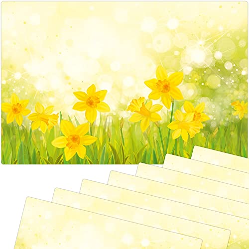 Tischsets 8er als abwaschbare Frühling und Ostern Tischdeko - Platzsets Osterglöckchen Blumen als Tischuntersetzer in 43 cm - Platzdeckchen als Tischunterlage für Esstisch Wohnzimmer Tisch von matches21 HOME & HOBBY