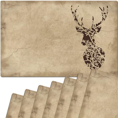 Tischsets 8er als abwaschbare Tischdeko im Landhaus Stil - Platzsets Hirsch Silhouette als Tischuntersetzer in 43 cm - Platzdeckchen als Tischunterlage für Esstisch Wohnzimmer Tisch Tischsets 8er als abwaschbare Tischdeko im Landhaus Stil - Platzsets Hirsch Silhouette als Tischuntersetzer in 43 cm - Platzdeckchen als Tischunterlage für Esstisch Wohnzimmer Tisch von matches21 HOME & HOBBY