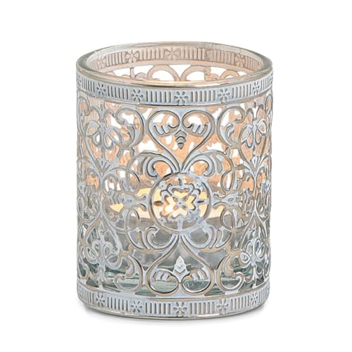 Vintage Kerzenglas Windlicht silber weiss in 7 cm - Modernes Windlichtglas als Kerzenständer Laterne und Teelichthalter - Boho Kerzenhalter Teelichtglas für Wohnzimmer Tisch-Deko, Balkon, Hochzeit Vintage Kerzenglas Windlicht silber weiss in 7 cm - Modernes Windlichtglas als Kerzenständer Laterne und Teelichthalter - Boho Kerzenhalter Teelichtglas für Wohnzimmer Tisch-Deko, Balkon, Hochzeit von matches21 HOME & HOBBY
