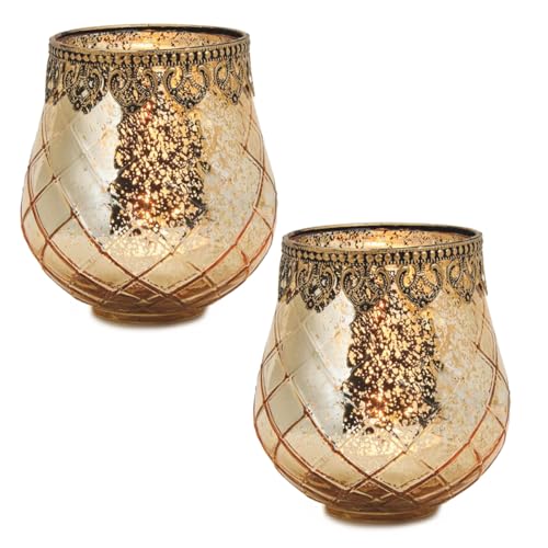 Vintage Windlicht Kerzengläser gold 2er Set in 14 cm - Modernes Windlichtglas als Kerzenständer Laterne und Teelichthalter - Boho Kerzenhalter Teelichtglas als Tisch-Deko, Balkon, Hochzeit Vintage Windlicht Kerzengläser gold 2er Set in 14 cm - Modernes Windlichtglas als Kerzenständer Laterne und Teelichthalter - Boho Kerzenhalter Teelichtglas als Tisch-Deko, Balkon, Hochzeit von matches21 HOME & HOBBY
