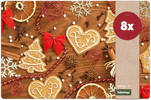 Weihnachts Tischsets 8er als abwaschbare Weihnachten Tischdeko - Platzsets Plätzchen Weihnachtsdeko als Winter Tischuntersetzer - Platzdeckchen als Tischunterlage für Esstisch Wohnzimmer Tisch von matches21 HOME & HOBBY