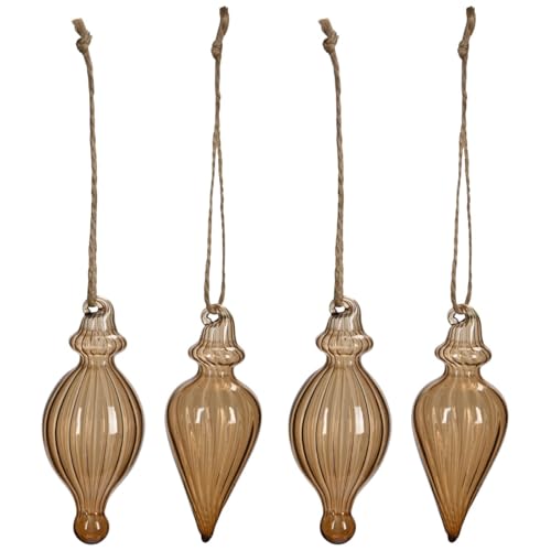 Weihnachtsbaumschuck 4er Set Weihnachtskugeln aus Glas - Braune Christbaumschmuck Deko Fensterdeko Weihnachtsbaumschmuck zum Aufhängen - Ausgefallene Weihnachtsbaumkugeln Dekohänger Weihnachtsschmuck von matches21 HOME & HOBBY