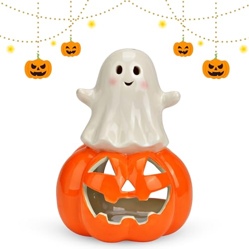 Windlicht Geist Halloween & Herbst Deko - Süßer Kerzenhalter aus Keramik - Teelichthalter 12 x 16 cm mit LED Teelicht Windlicht Geist Halloween & Herbst Deko - Süßer Kerzenhalter aus Keramik - Teelichthalter 12 x 16 cm mit LED Teelicht von matches21 HOME & HOBBY
