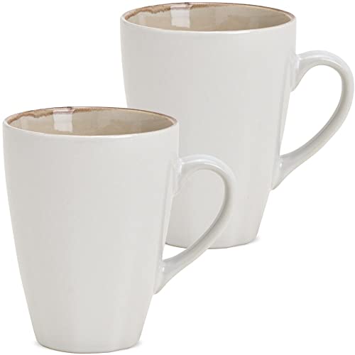 XXL Tassen 2er Set im Landhausstil - Große Porzellan Kaffeetassen in 425ml für Tee Kaffee Cappuccino - Kaffeebecher spülmaschinenfest und mikrowellengeeignet als Geschenk von matches21 HOME & HOBBY