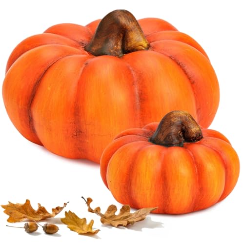 Zierkürbisse orange als Herbst-Deko 2er Set in 10, 16 cm - Keramik Deko-Kürbisse als wetterfeste Outdoor Gartendeko - Kürbis-Deko als Erntedankfest Zimmer-Deko oder draußen Haustür Halloween Deko Zierkürbisse orange als Herbst-Deko 2er Set in 10, 16 cm - Keramik Deko-Kürbisse als wetterfeste Outdoor Gartendeko - Kürbis-Deko als Erntedankfest Zimmer-Deko oder draußen Haustür Halloween Deko von matches21 HOME & HOBBY