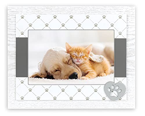 matches21 Bilderrahmen Holzrahmen Fotorahmen Rahmen Fotos & Bilder Holz weiß/grau Motiv Hund, Pfoten & Katze - 1 STK 10x15 cm von matches21 HOME & HOBBY