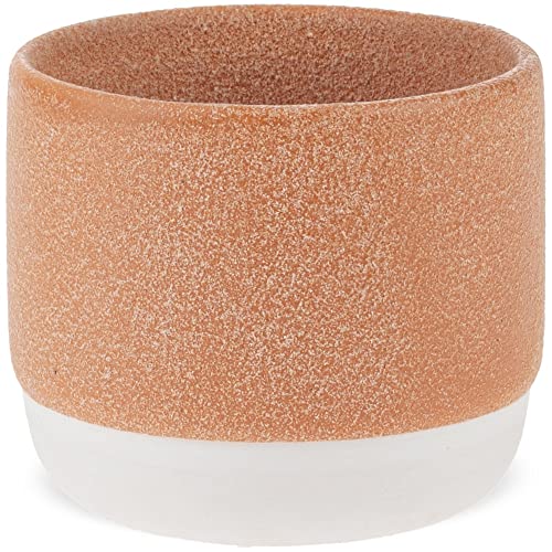 matches21 Blumentopf Pflanzgefäß Pflanztopf Übertopf raue Oberfläche weißes Unterteil Dolomit apricot 1 STK Ø 13,5x11 cm von matches21 HOME & HOBBY