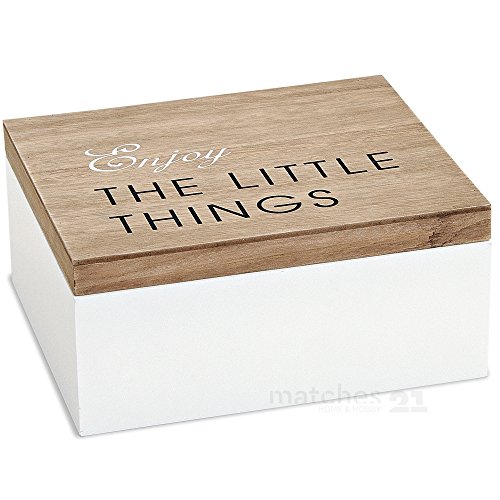 matches21 Box Holzbox Holzkiste Aufbewahrungskiste aus Holz für Kleinigkeiten natur/weiß 22x18x10 cm mit Deckel von matches21 HOME & HOBBY