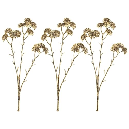matches21 DREI hübsche Zweige aus Kunstpflanzen für Vasen in Gold - Künstliche Pflanzen aus Kunststoff für Tisch Deko mit Blüten - Deko Blumen als schöne Weihnachtsdeko 43 cm von matches21 HOME & HOBBY