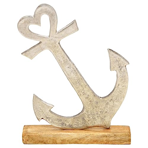 matches21 Deko Maritim Anker Dekoaufsteller - Anker Deko Badezimmer Figur - Maritime Deko aus Holz und Metall zum Aufstellen 30 cm von matches21 HOME & HOBBY