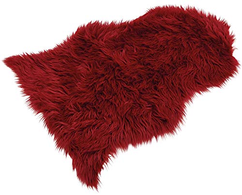 matches21 Flauschig weiches Kunstfell Dekofell hochwertiges Schaffell-Imitat gemütlicher Fellteppich Teppich langflorig Fellimitat 90x60 Farbe rot von matches21 HOME & HOBBY