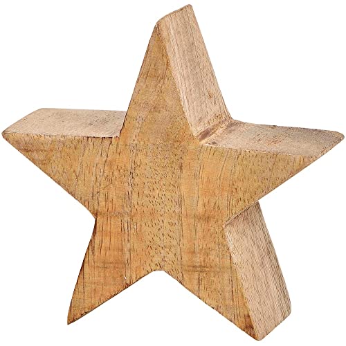 matches21 Dekofigur Stern Mangoholz Holzstern Figur Aufsteller Winterdekoration Weihnachten Holz Natur 1 STK 10x10x4 cm von matches21 HOME & HOBBY