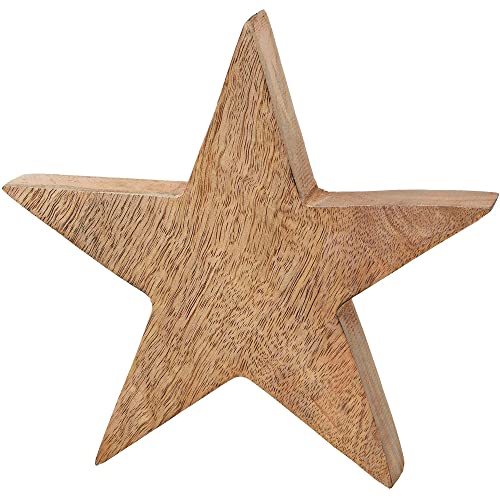 matches21 Dekofigur Stern Mangoholz Holzstern Figur Aufsteller Winterdekoration Weihnachten Holz Natur 1 STK 20x20x4 cm von matches21 HOME & HOBBY