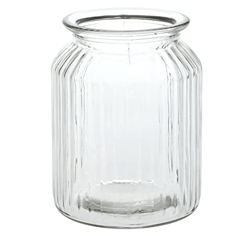 matches21 Dekovase Glasvase Vase gerillte Oberfläche Pflanzgefäß Blumengefäß Zylinderform Glas klar 1 STK Ø 11x14,5 cm von matches21 HOME & HOBBY