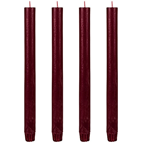 matches21 Edle Stabkerze Tafelkerze für Leuchter Kerze Stab durchgefärbt Wohndekoration 4er Set Ø 2,3x27 cm in dunkelrot von matches21 HOME & HOBBY