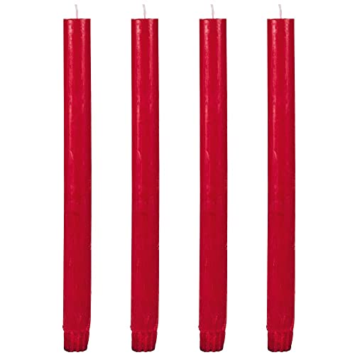 matches21 Edle Stabkerze Tafelkerze für Leuchter Kerze Stab durchgefärbt Wohndekoration 4er Set Ø 2,3x27 cm in rot von matches21 HOME & HOBBY