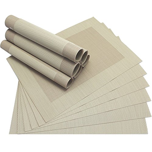 matches21 Edle Tischsets Platzsets BORDA Platzmatten 12er Set beige gewebt aus Kunststoff 45x30 cm Platzdeckchen Esstischunterlagen vom Tischwäsche Spezialist von matches21 HOME & HOBBY