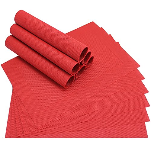 matches21 Edle Tischsets Platzsets BORDA Platzmatten 12er Set rot gewebt aus Kunststoff 45x30 cm Platzdeckchen Esstischunterlagen vom Tischwäsche Spezialist von matches21 HOME & HOBBY