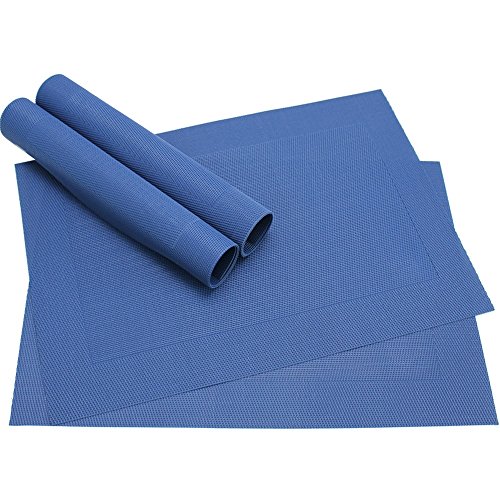 matches21 Edle Tischsets Platzsets BORDA Platzmatten 4er Set blau dunkelblau gewebt aus Kunststoff 45x30 cm abwaschbar Platzdeckchen Esstischunterlagen vom Tischwäsche Spezialist von matches21 HOME & HOBBY