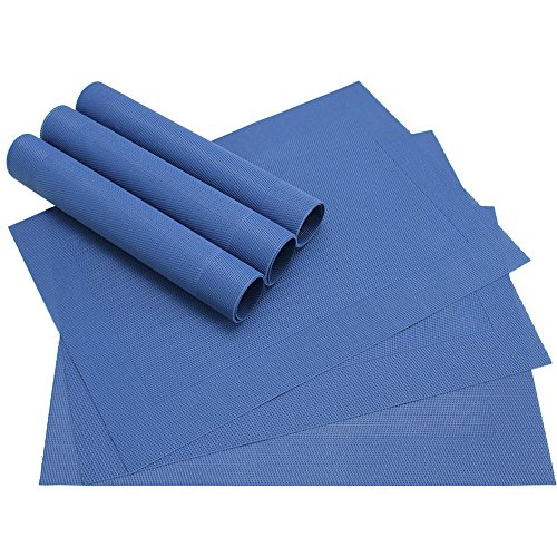 matches21 Edle Tischsets Platzsets BORDA Platzmatten 6er Set blau dunkelblau gewebt aus Kunststoff 45x30 cm abwaschbar Platzdeckchen Esstischunterlagen vom Tischwäsche Spezialist von matches21 HOME & HOBBY