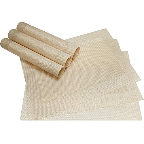 matches21 Edle Tischsets Platzsets BORDA Platzmatten 6er Set perlmutt silber-weiß gewebt aus Kunststoff 46x33 cm abwaschbar Platzdeckchen Esstischunterlagen vom Tischwäsche Spezialist von matches21 HOME & HOBBY