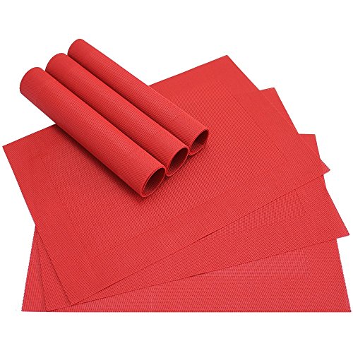 matches21 Edle Tischsets Platzsets BORDA Platzmatten 6er Set rot gewebt aus Kunststoff 45x30 cm Platzdeckchen Esstischunterlagen vom Tischwäsche Spezialist von matches21 HOME & HOBBY